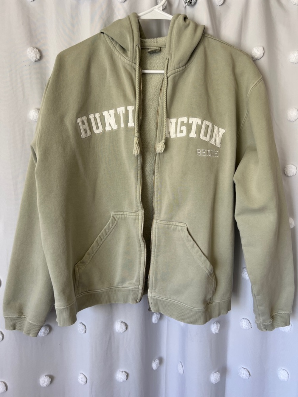 Huntington Beach Light Sage Green Zip-Up Hoodie